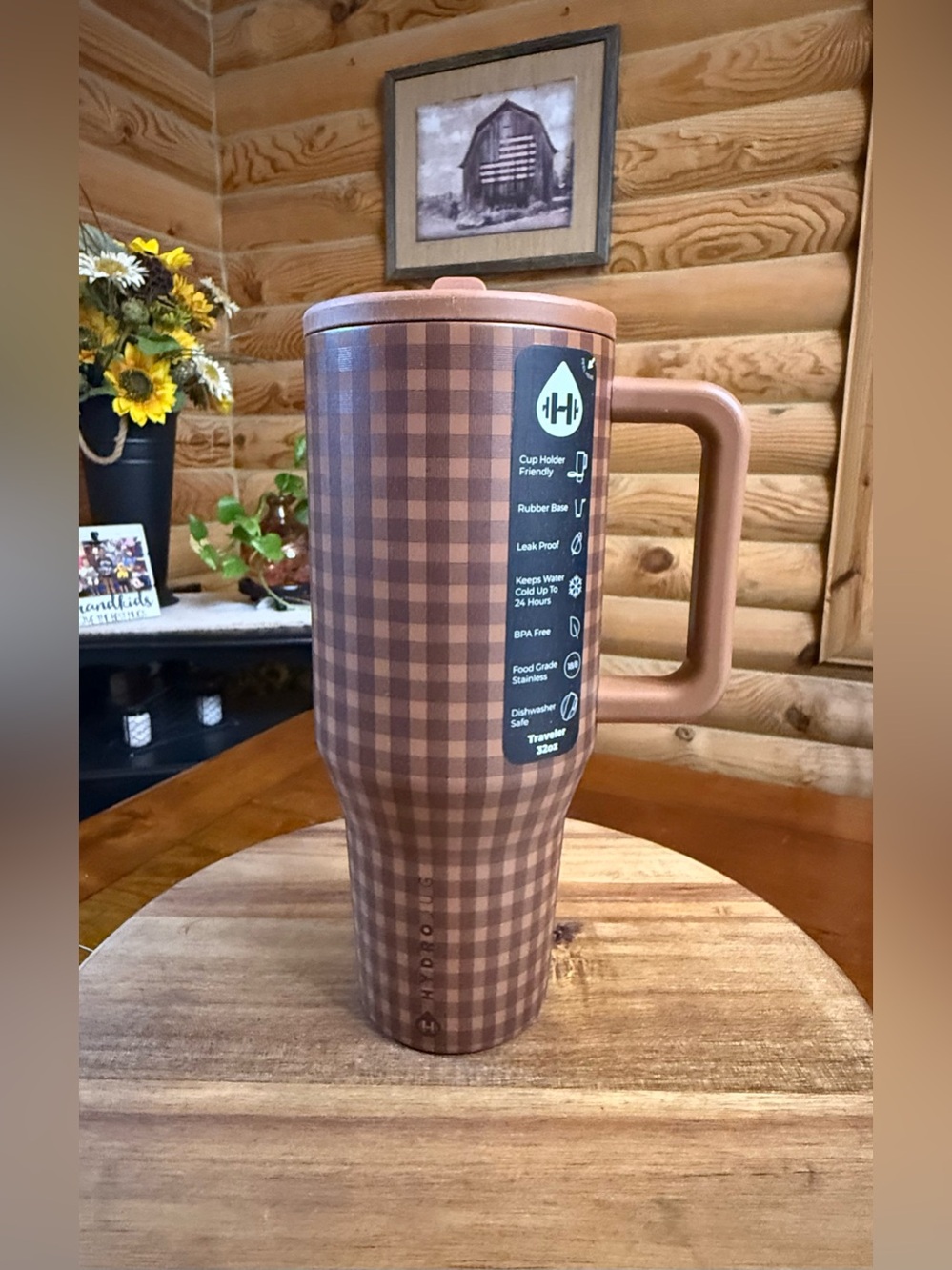 RUST PLAID HydroJug 32oz Straw tumbler • LEAKPROOF